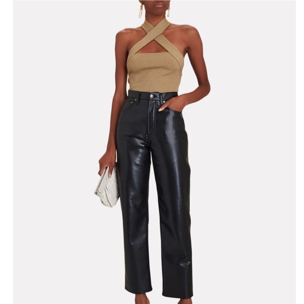 INTERMIX Tan Halter Crop Top